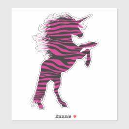 Rosa und schwarz Zebra drucken Einhorn Aufkleber