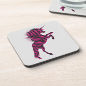 Rosa und schwarz Zebra drucken Einhorn Getränkeuntersetzer (Linke Seite)
