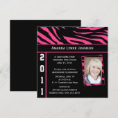 Rosa und Schwarz Zebra Print Abschluss Einladung (Vorne/Hinten)
