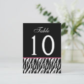 Rosa und schwarz Zebra Ver. 2 Hochzeit-Tischnummer Postkarte (Stehend Vorderseite)