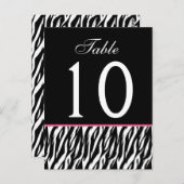 Rosa und schwarz Zebra Ver. 2 Hochzeit-Tischnummer Postkarte (Vorne/Hinten)