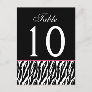 Rosa und schwarz Zebra Ver. 2 Hochzeit-Tischnummer Postkarte