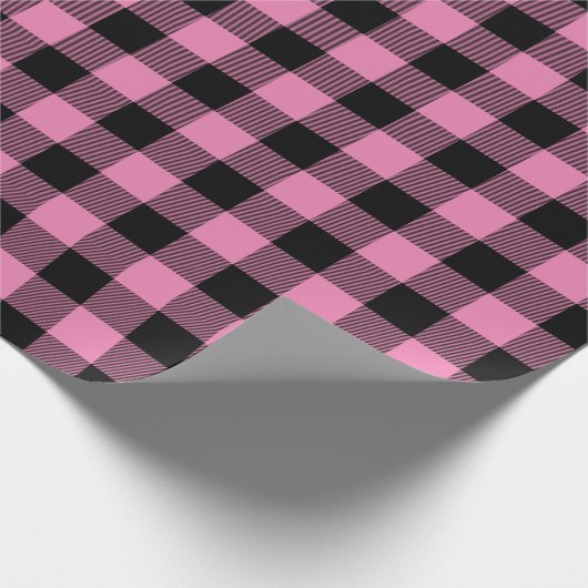 Rosa und schwarz Zig Zag Buffalo Kariertes Handwer Geschenkpapier (Ecke)