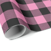 Rosa und schwarz Zig Zag Buffalo Kariertes Handwer Geschenkpapier (Rolleneckpunkt)
