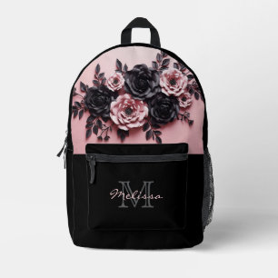Rosa und schwarze 3D-Rose Bedruckter Rucksack
