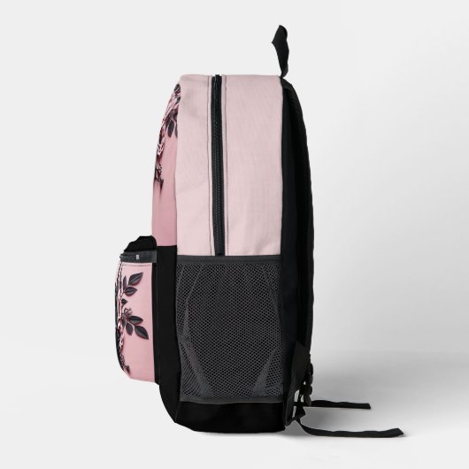 Rosa und schwarze 3D-Rose Bedruckter Rucksack (Rechts)