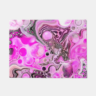 Rosa und schwarze Abstrakte Flüssigkeiten Kunst Fußmatte