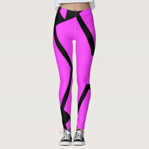 Rosa und schwarze Abstrakte Linien Leggings