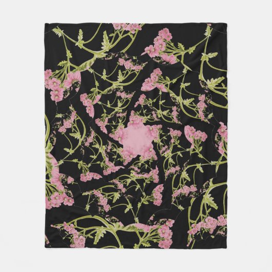 Rosa und schwarze Achillea Fraktal Art Fleecedecke (Vorderseite)