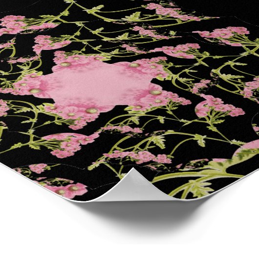 Rosa und schwarze Achillea Fraktal Art Poster (Ecke)