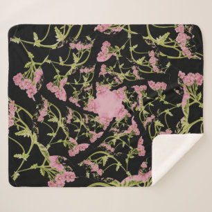 Rosa und schwarze Achillea Fraktal Art Sherpadecke