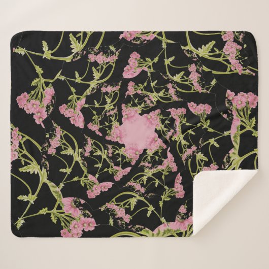 Rosa und schwarze Achillea Fraktal Art Sherpadecke (Vorderseite (Horizontal))