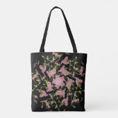 Rosa und schwarze Achillea Fraktal Art Tasche (Rückseite)
