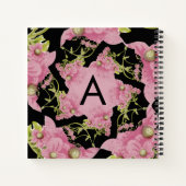 Rosa und schwarze Achillea Monogram Notizblock (Rückseite)
