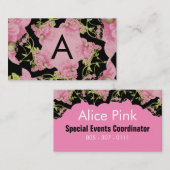 Rosa und schwarze Achillea Monogram Visitenkarte (Vorne/Hinten)