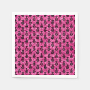 Rosa und schwarze Ananas-tropisches Serviette