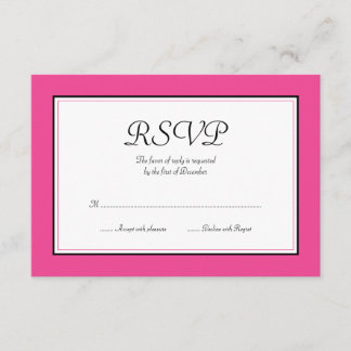 Rosa und schwarze Antwortkarte RSVP Karte