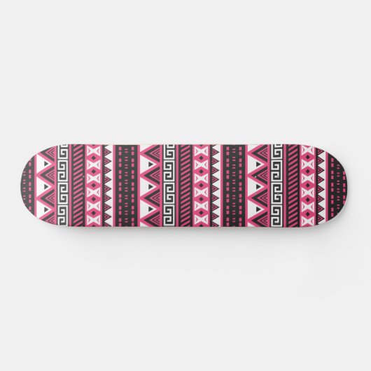rosa und schwarze Aztekenmuster Skateboard (Horizontal)