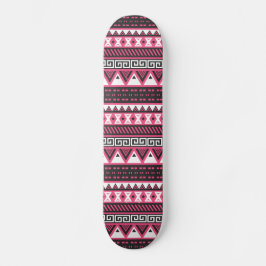 rosa und schwarze Aztekenmuster Skateboard