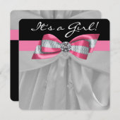 Rosa und schwarze Babydusche Einladung (Vorne/Hinten)