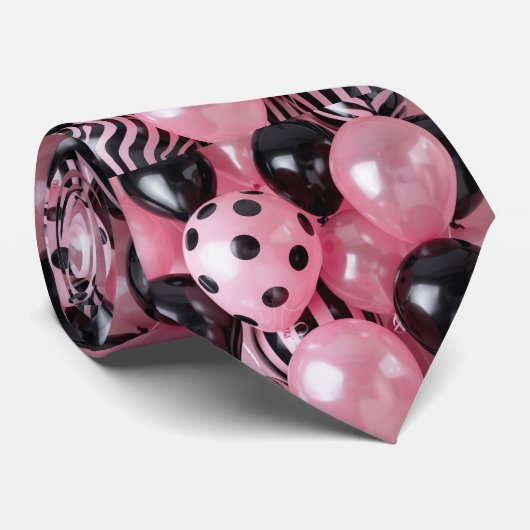 Rosa und schwarze Balkone Krawatte (Gerollt)