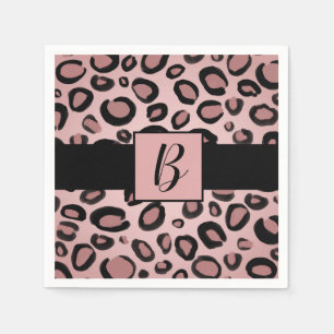 Rosa und schwarze bemalte Gepard-Leoparden-Druckpu Serviette