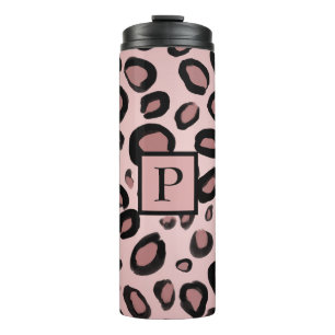 Rosa und schwarze bemalte Gepard-Leoparden-Druckpu Thermosbecher