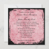 Rosa und schwarze BirdcageLovebirds auf Leinen Einladung (Rückseite)