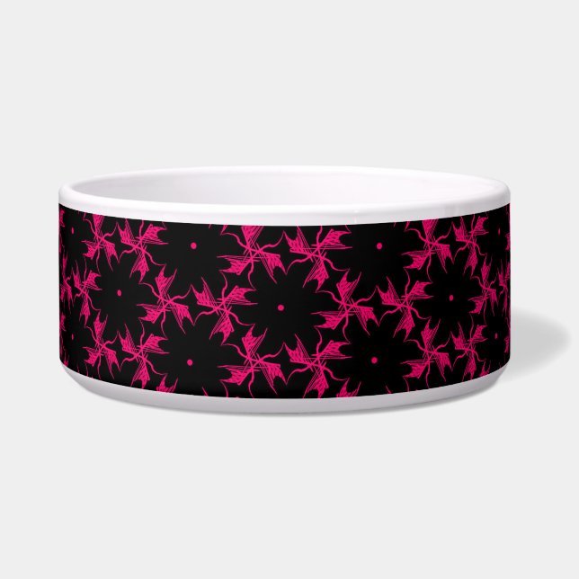 Rosa und schwarze Blume Cluster Keramik Pet Bowl Napf (Vorderseite)