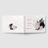 Rosa und schwarze Blume, graue, botanische Marmors Gästebuch (Voll)