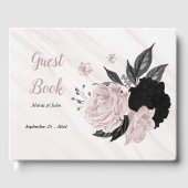 Rosa und schwarze Blume, graue, botanische Marmors Gästebuch (Vorderseite)