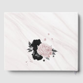 Rosa und schwarze Blume, graue, botanische Marmors Gästebuch (Rückseite)