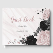 Rosa und schwarze Blume, graue, botanische Marmors Gästebuch (Vorderseite)
