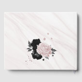Rosa und schwarze Blume, grauer botanischer Marmor Gästebuch (Rückseite)