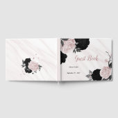 Rosa und schwarze Blume, grauer botanischer Marmor Gästebuch (Voll)