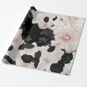 Rosa- und schwarze, blumengeschmückte Papier Geschenkpapier (Ungerollt)