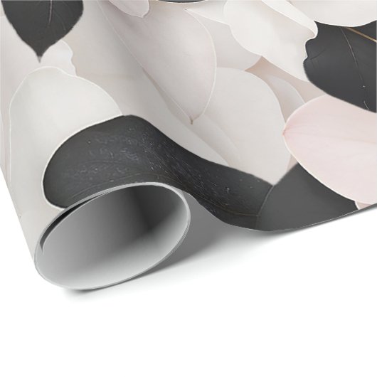 Rosa- und schwarze, blumengeschmückte Papier Geschenkpapier (Rolleneckpunkt)