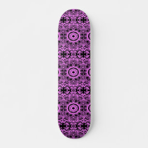 Rosa und schwarze Blumenmandala Skateboard