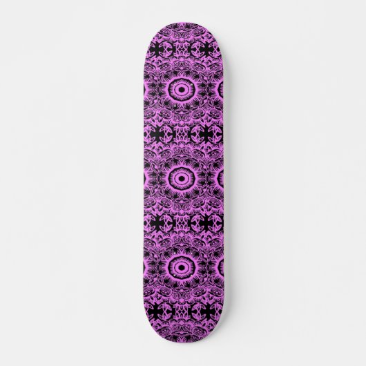 Rosa und schwarze Blumenmandala Skateboard (Vorne)