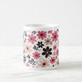 Rosa und schwarze Blumentasse Kaffeetasse (Mittel)