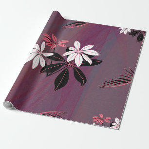 Rosa und schwarze Blumenverpackung Geschenkpapier