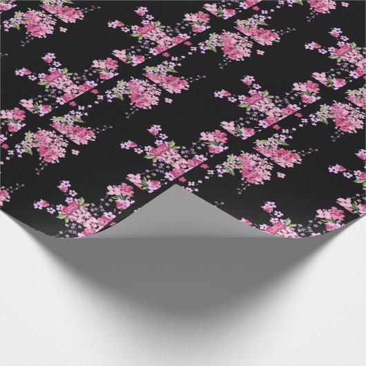 Rosa und schwarze Blütenkirsche Blossom Geschenkpapier (Ecke)