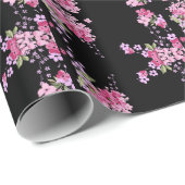 Rosa und schwarze Blütenkirsche Blossom Geschenkpapier (Rolleneckpunkt)