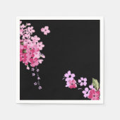 Rosa und schwarze Blütenkirsche Blossom Serviette (Vorderseite)