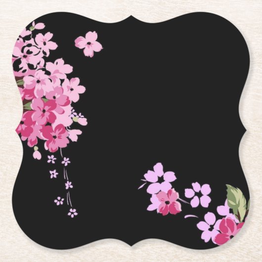 Rosa und schwarze Blütenkirsche Blossom Untersetzer (Vorderseite)