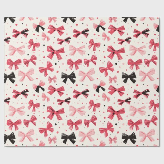 Rosa und schwarze Bogen Geschenkpapier (Flach)