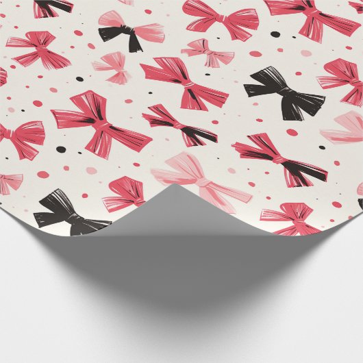 Rosa und schwarze Bogen Geschenkpapier (Ecke)