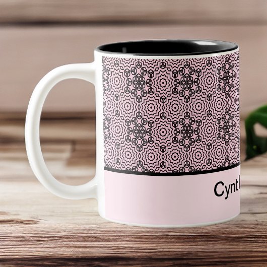 Rosa und schwarze Box Mandala Grafik Design Zwei-T Zweifarbige Tasse