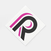 Rosa und schwarze Buchstaben R Serviette (Ecke)