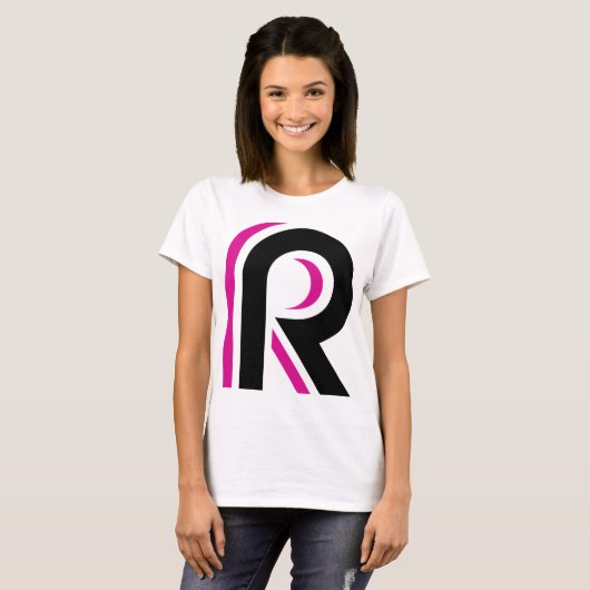 Rosa und schwarze Buchstaben R T-Shirt (Vorne ganz)